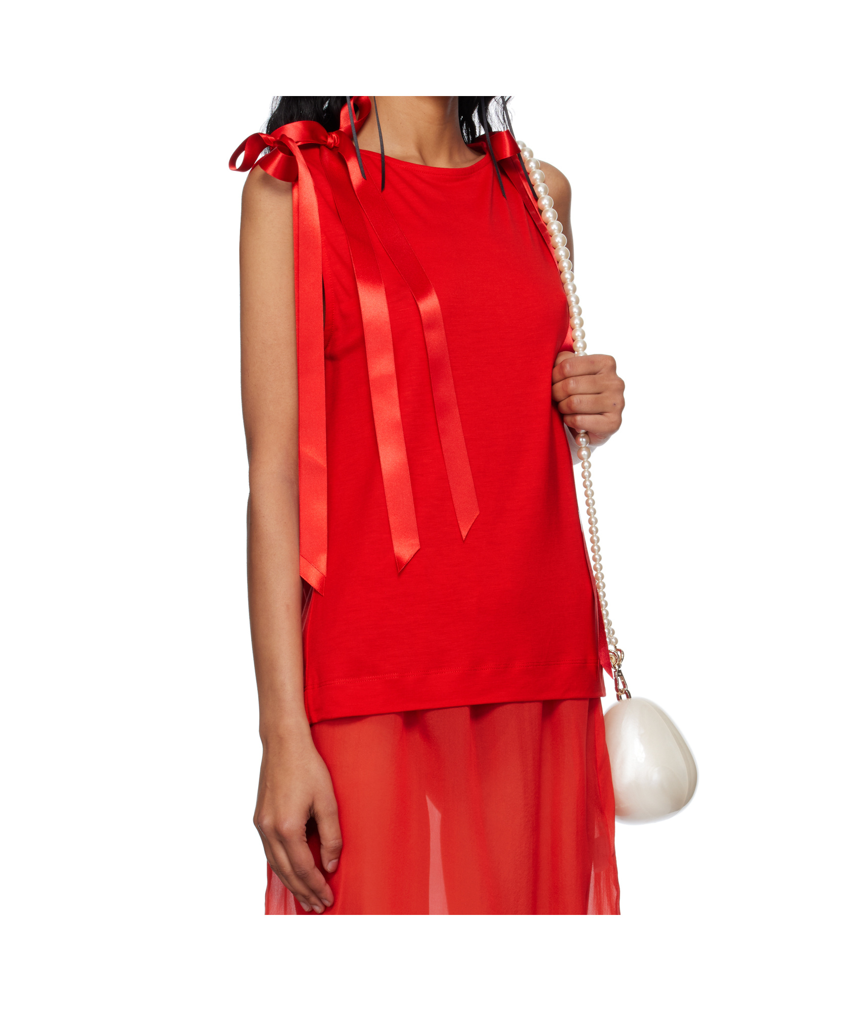 Simone Rocha Bow Ribbon Tail Vest In Red