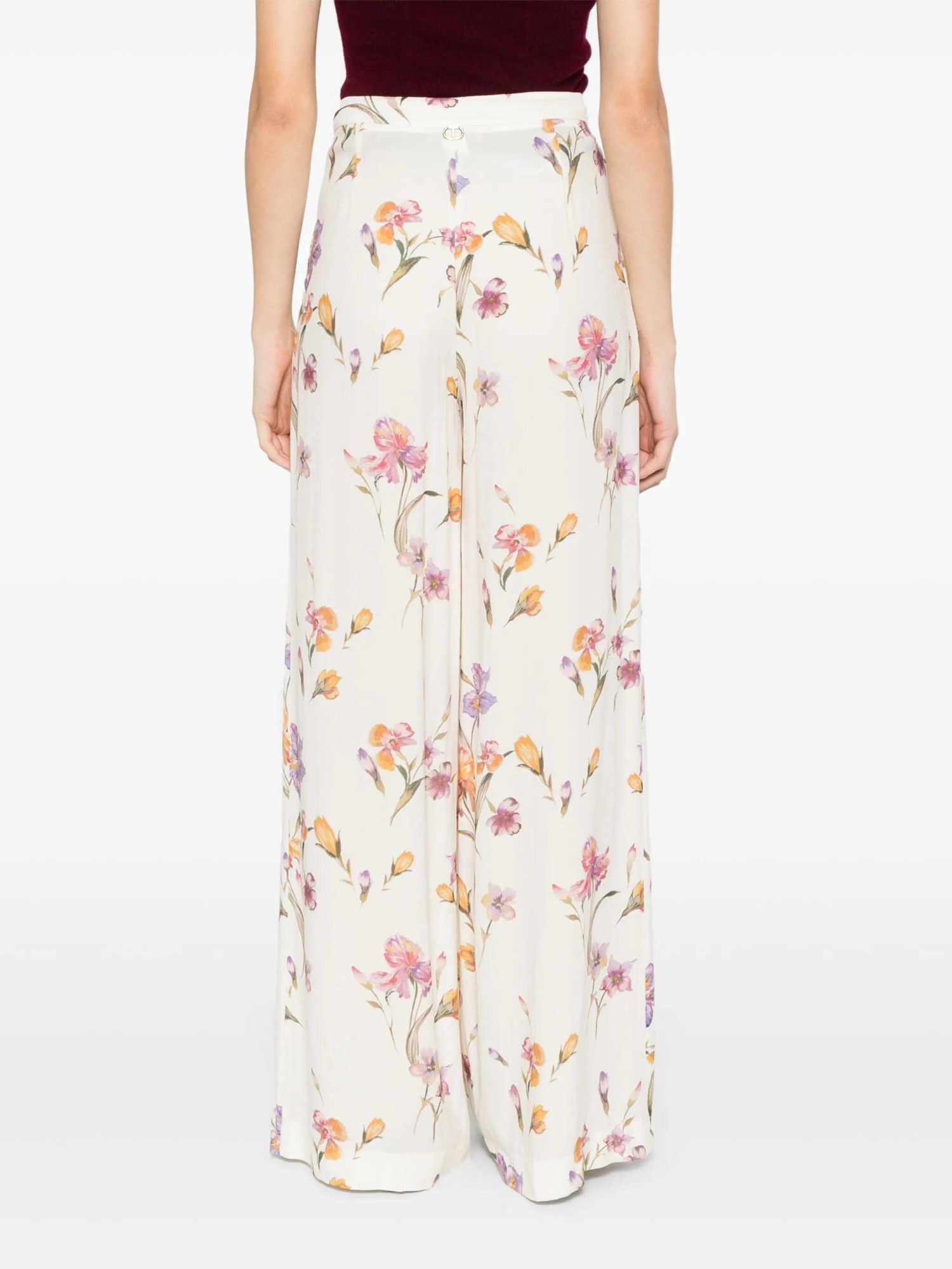 Shop Twinset Floral-print Trousers