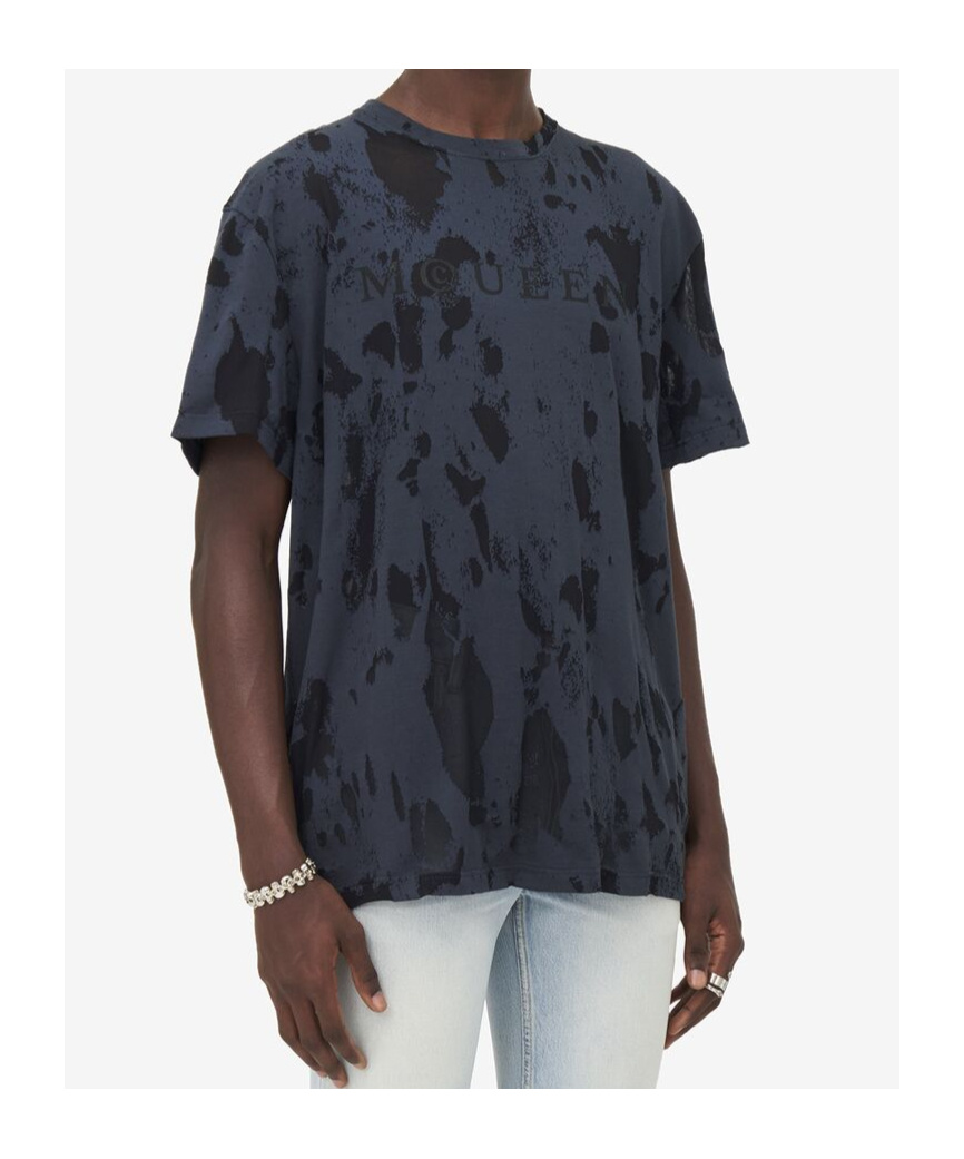 Alexander Mcqueen Skull Embroidered Tie-dye T-shirt