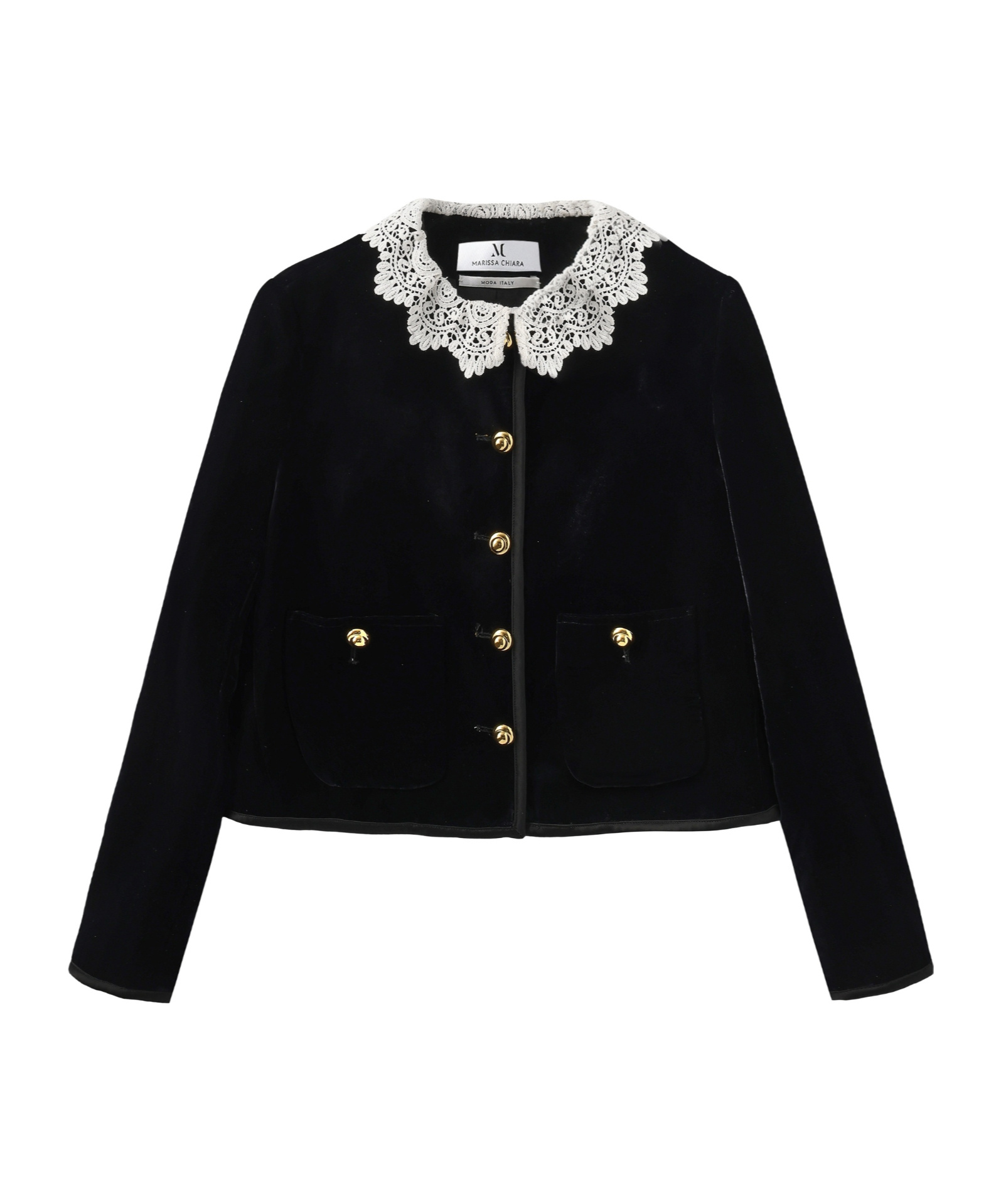 Marissa Chiara Long-sleeved Casual Jacket In Black
