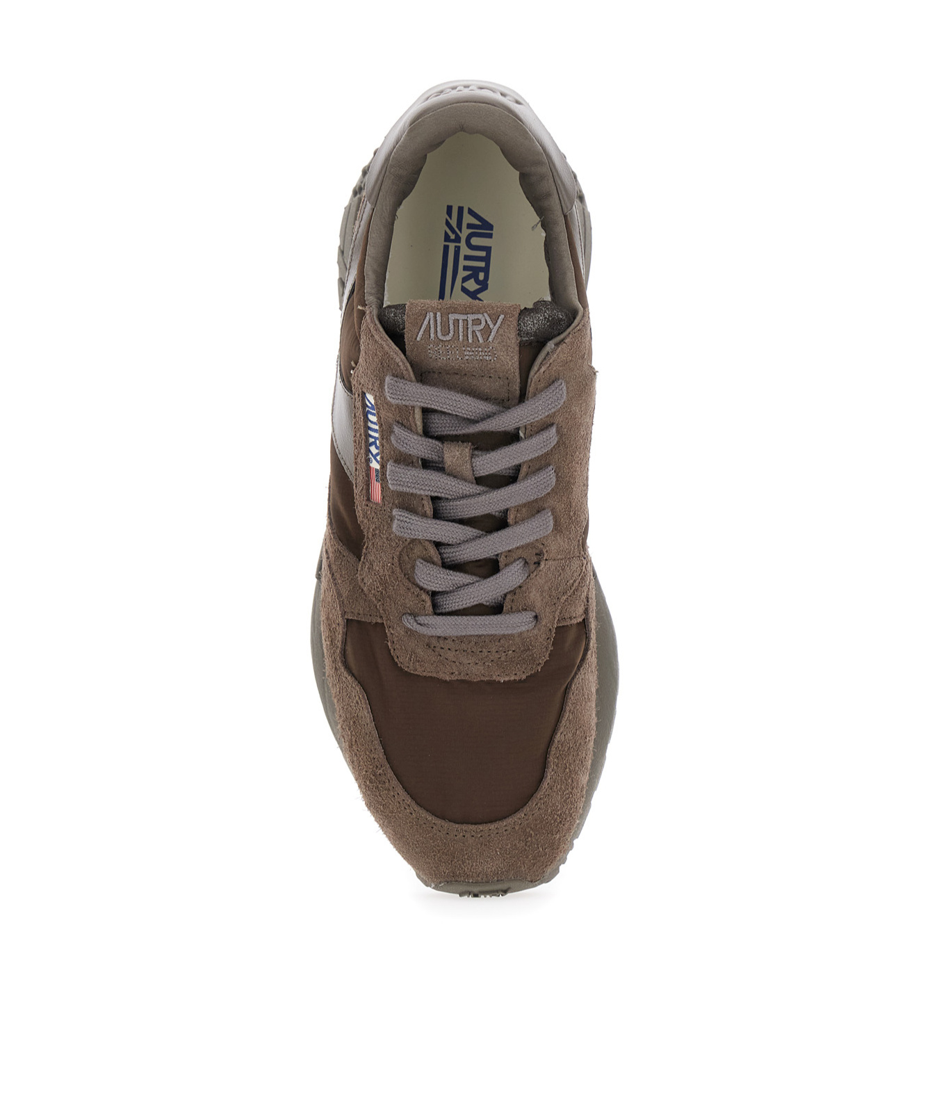 Autry Reelwind Brown Low Top Sneakers With Logo Patch Ontongue And Side In Suede Man
