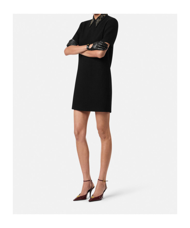 Versace Embellished-collar Mini Dress In Black