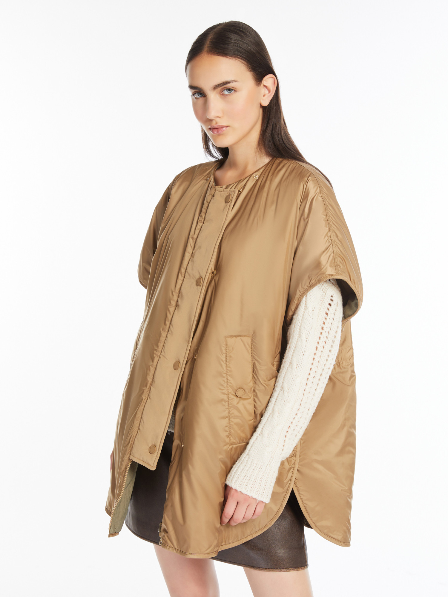 Weekend Max Mara Double-sided Hooded Cotton Vest In Nude