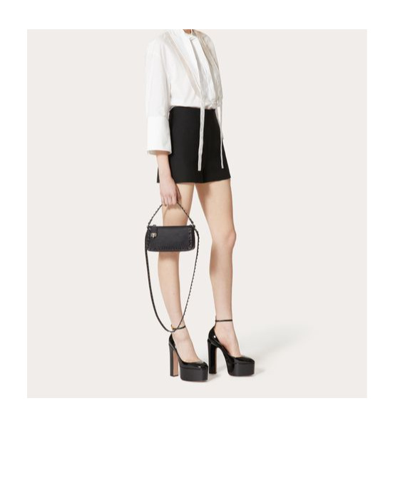 Valentino Rockstud Leather Crossbody Bag In Black