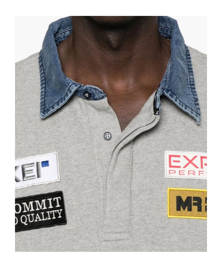 Martine Rose Long-sleeved Polo Shirt In Gray