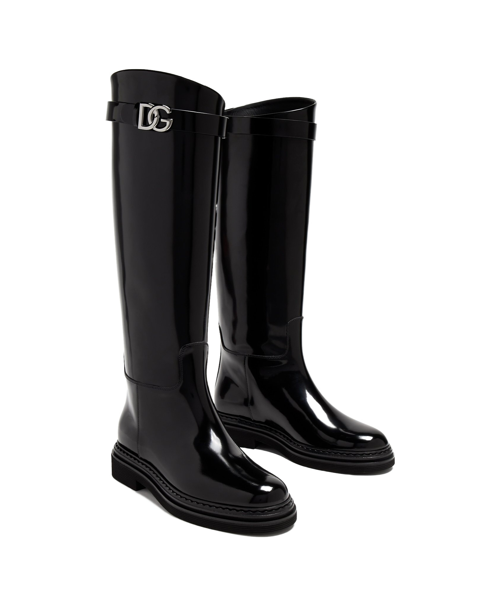 Dolce & Gabbana Logo-plaque Equestrian Boots In Black