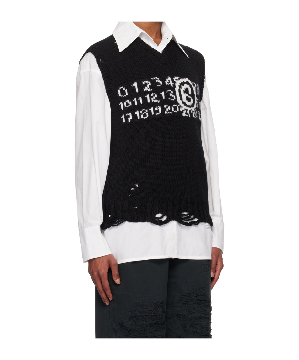 Mm6 Maison Margiela Numbers-intarsia Vest In Black