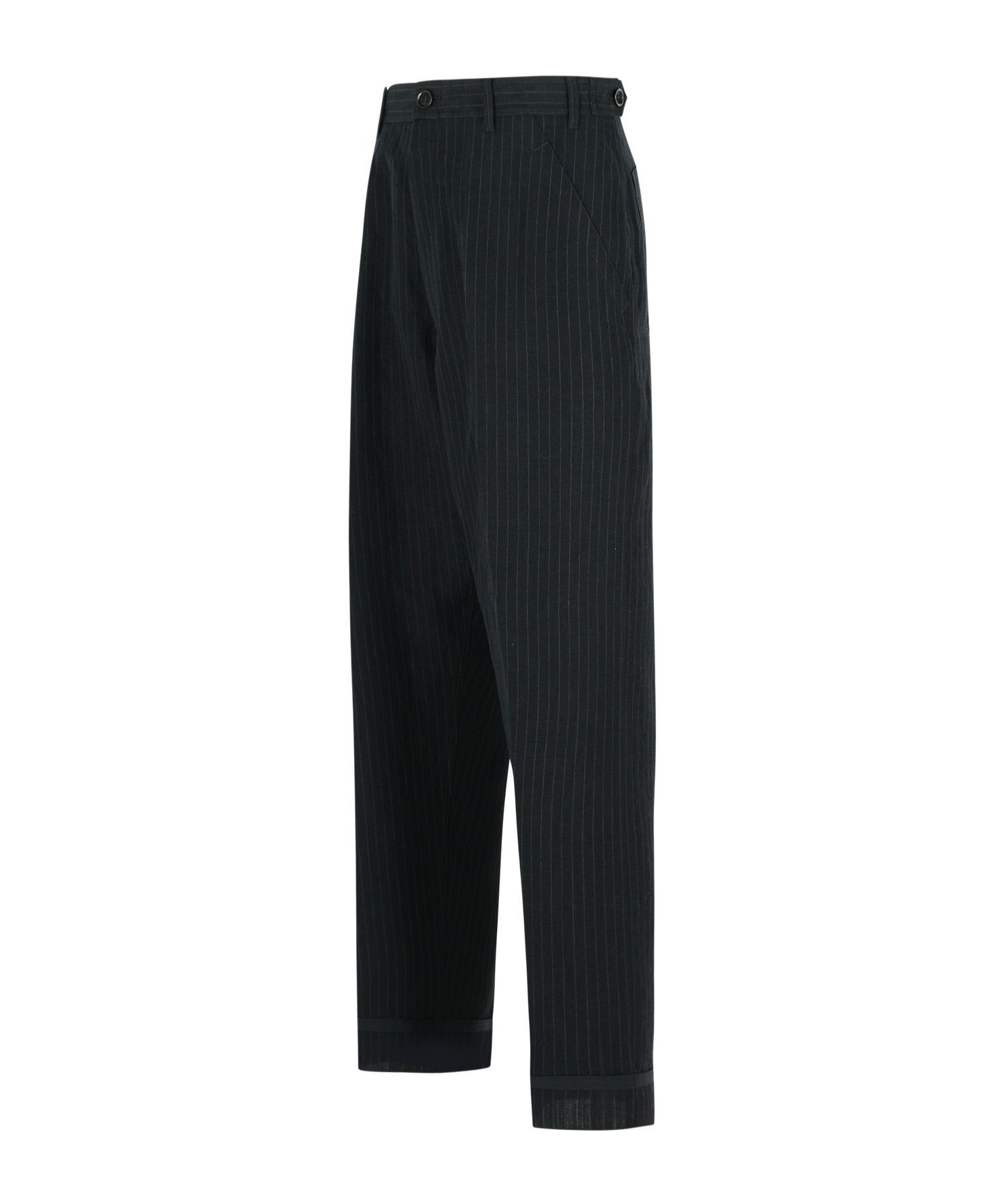 Maison Margiela Linen Blend Trousers Pinstripe Pattern In Black