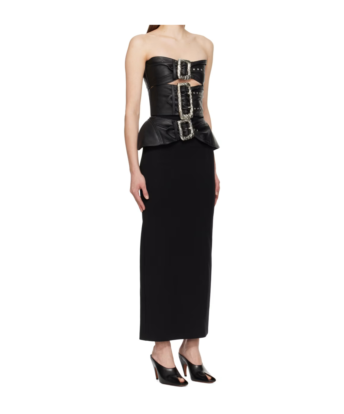 Jean Paul Gaultier Buckle-detail Leather Midi Dress