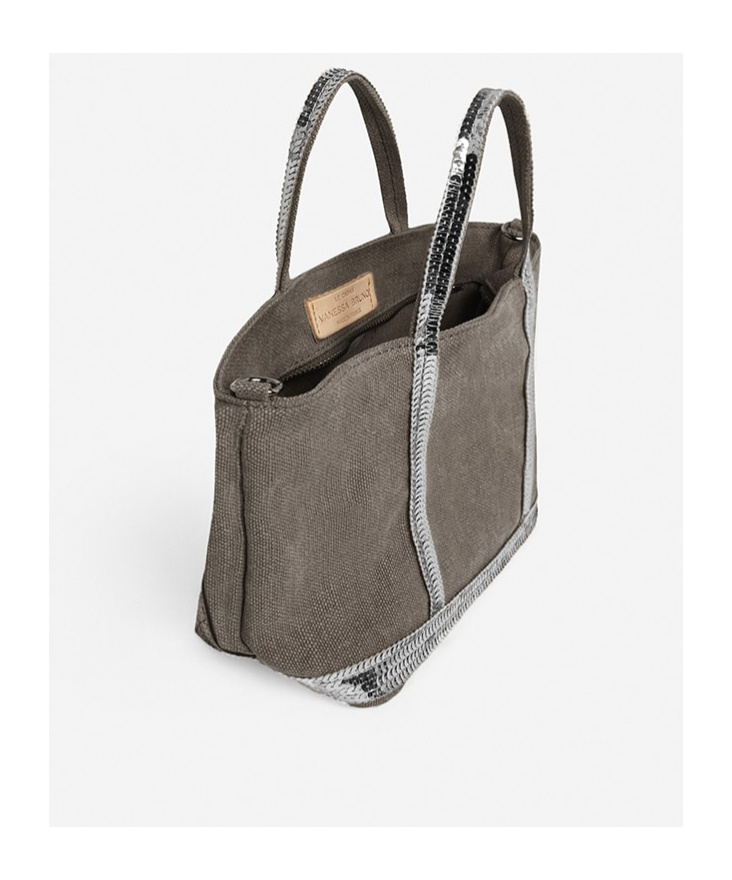 Vanessa Bruno Cabas Tote Zippered Crossbody Bag In Gray