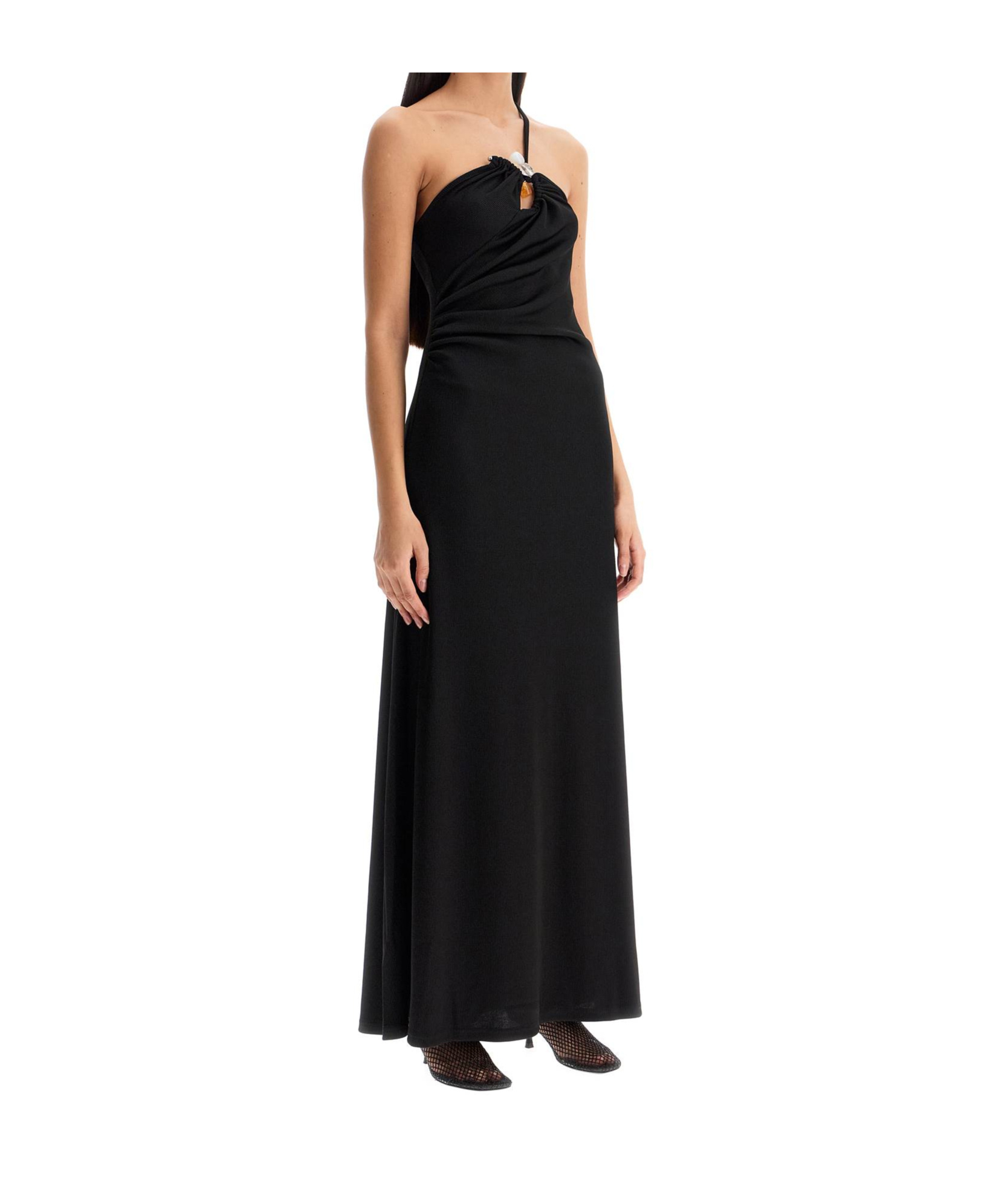 Christopher Esber Concave Stone One-shoulder Cami Maxi Dress In Black