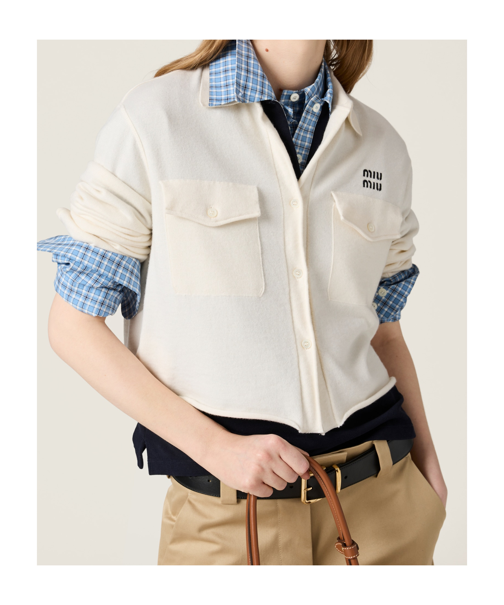 Miu Miu Long-sleeved Shirt In White