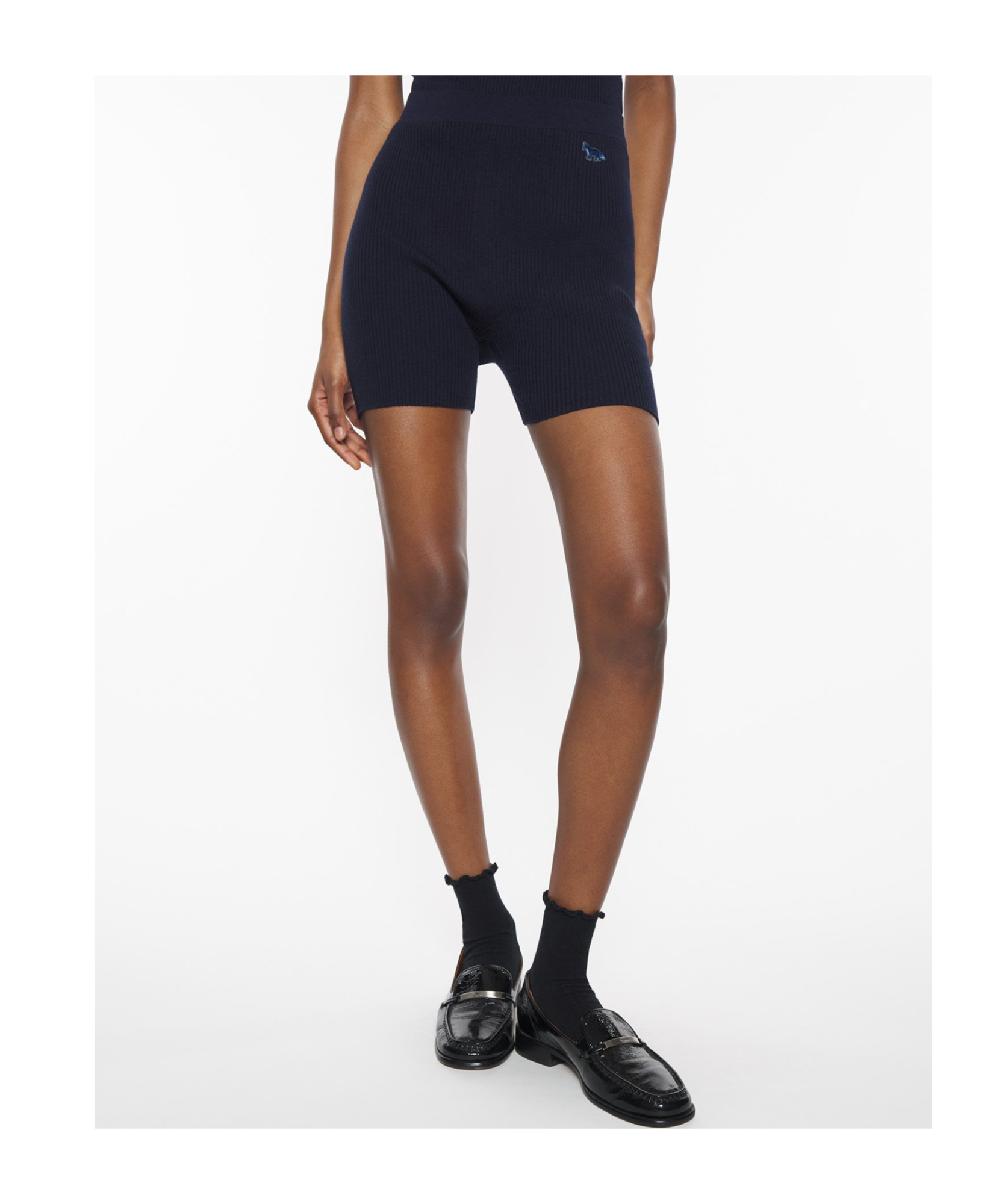 Maison Kitsuné Ribbed Shorts In Blue