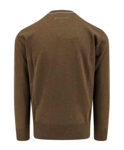 Mm6 Maison Margiela Khaki Virgin Wool Logo Patch Sweater In Green