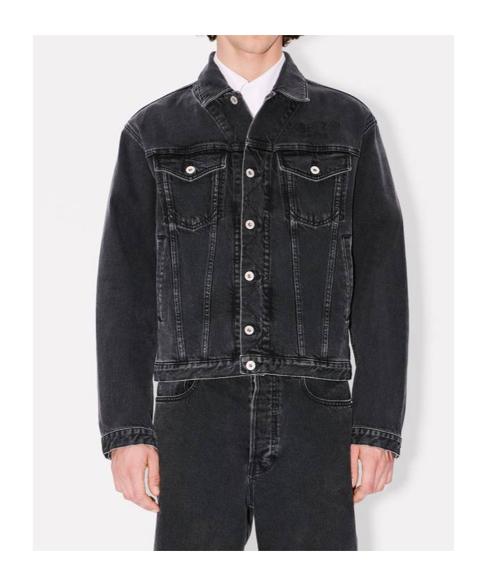 Kenzo 'boke Flower' Embroidered Trucker Jacket In Japanese Denim