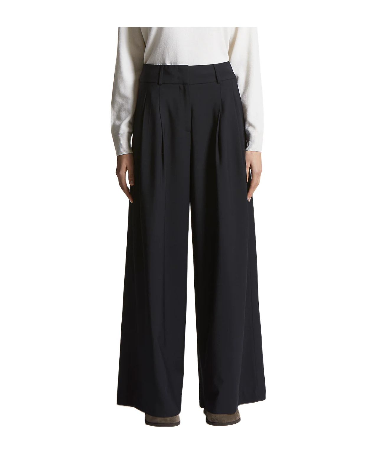 Peserico Pleated Wide-leg Trousers In Black