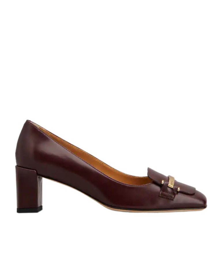 Tod's 55mm Block-heel Leather Pumps In Burgundy