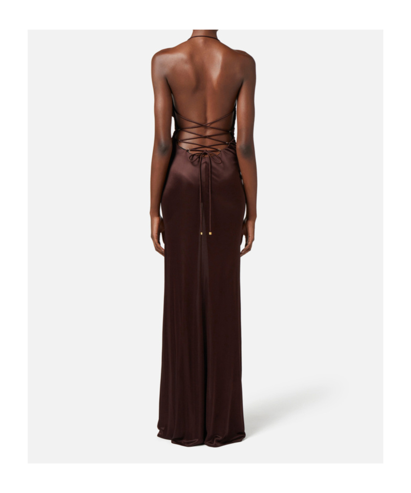 Elisabetta Franchi Open-back Jersey Maxi Dress In Black