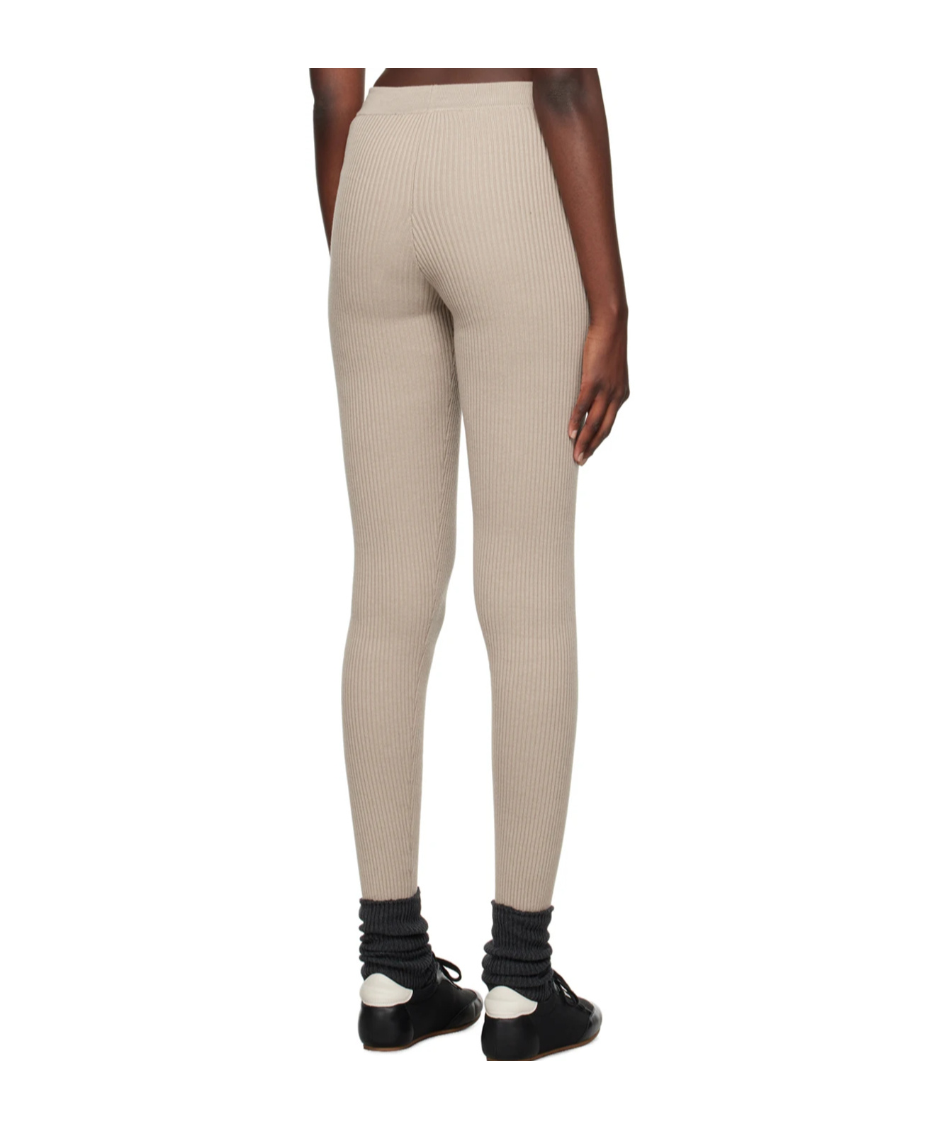 Essentials Beige Patch Leggings In Neutral