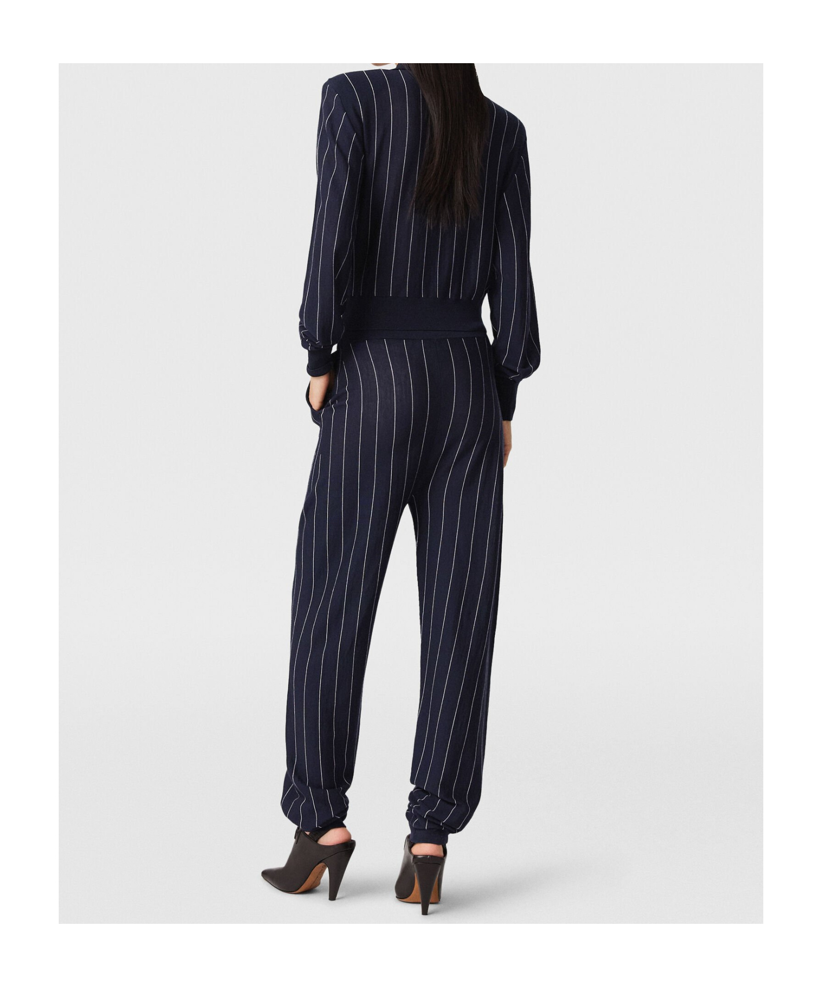 Stella Mccartney Elasticated Waistband Pinstripe Sweatpants In Navy Blue