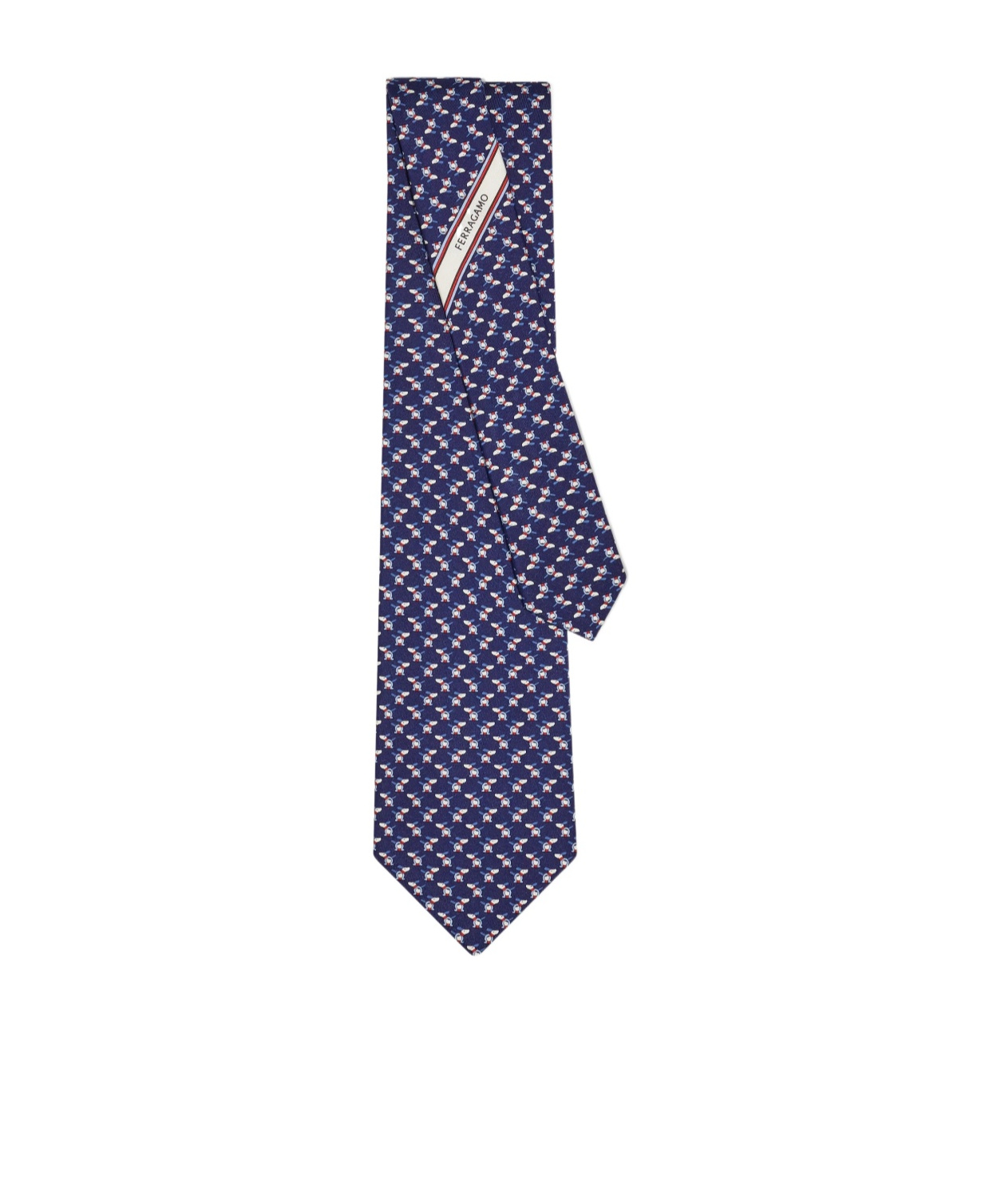 Ferragamo Puppy And Gancios Print Silk Tie In Blue