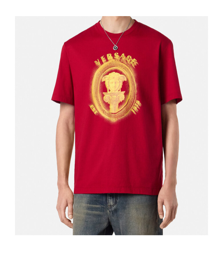 Versace Medusa Column T-shirt In Red