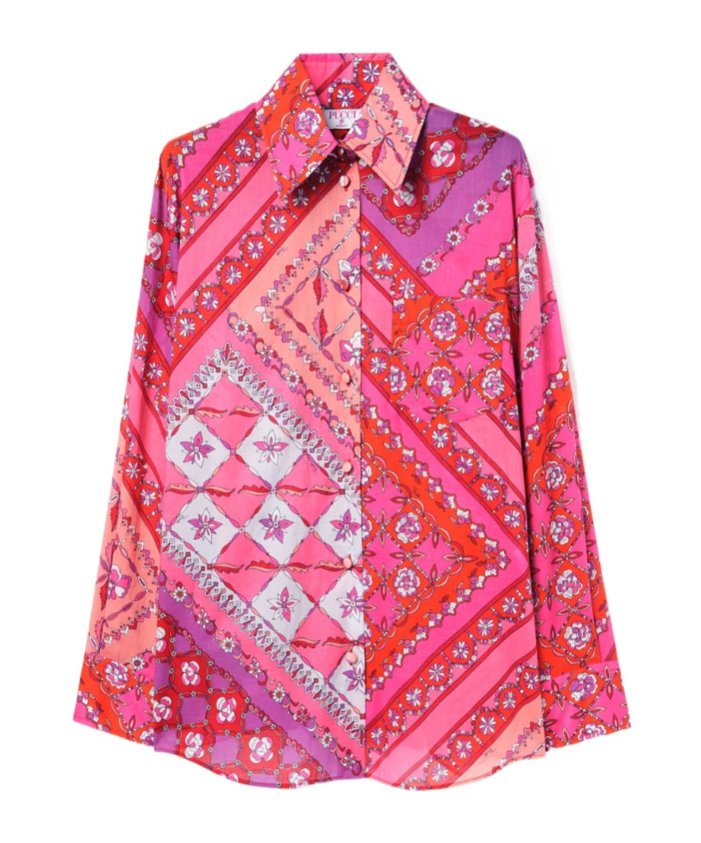 Pucci Geometric And Floral Pattern Shirt In Pink