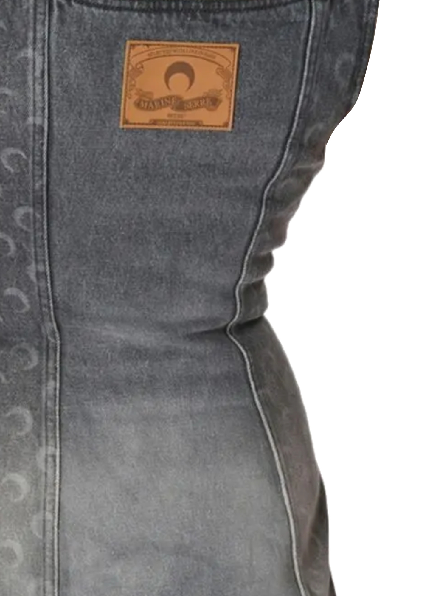 Marine Serre Moon Laser Grey Wash Denim Sleeveless Minidress In Black