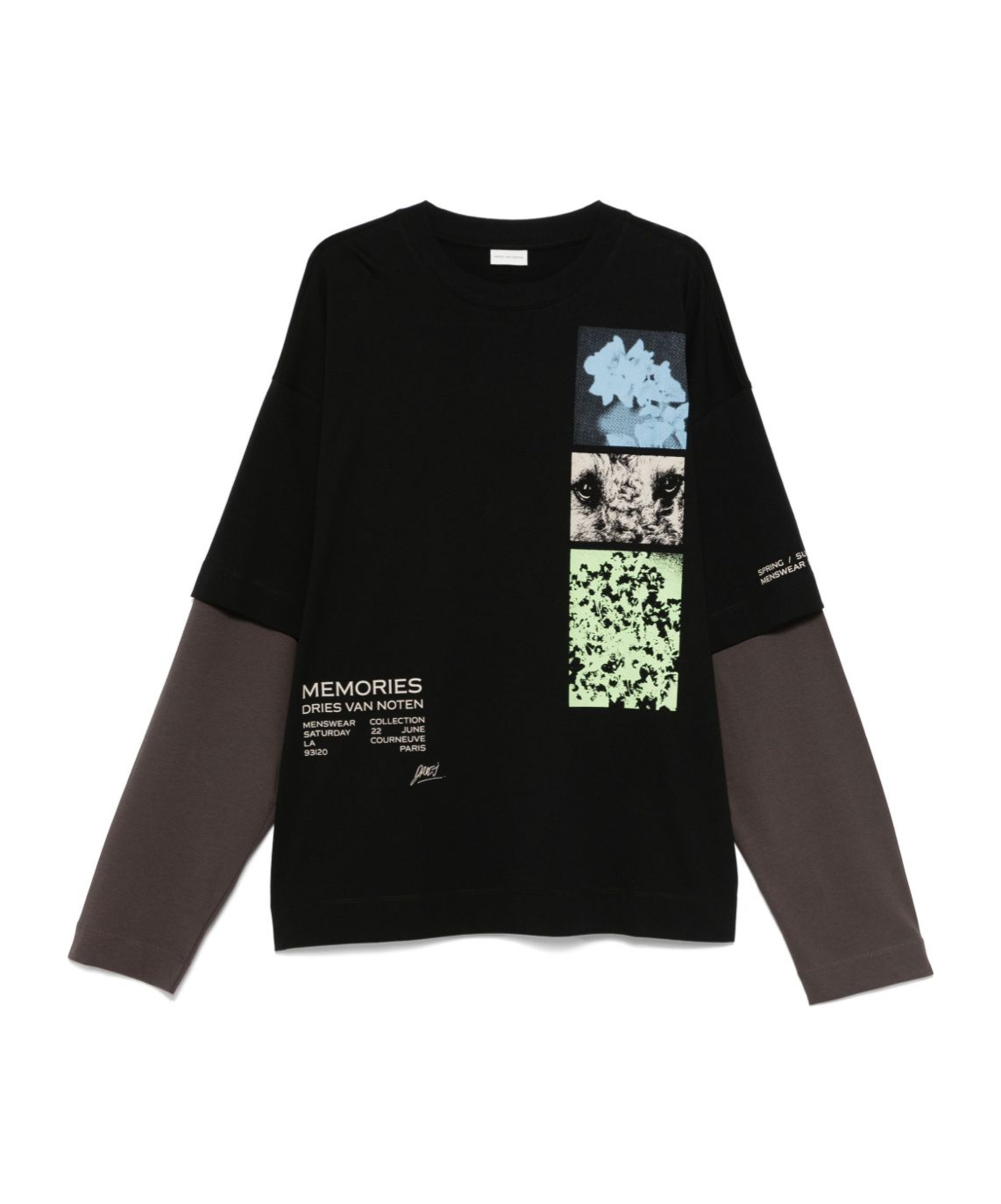 Dries Van Noten Mens Black Hemmings Crewneck Cotton-jersey T-shirt