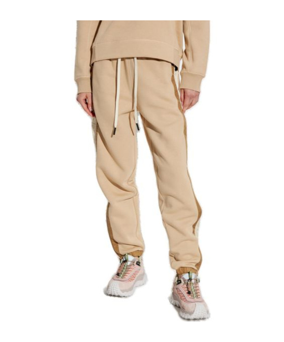 Shop Moncler Side-stripe Track Pants In Nude
