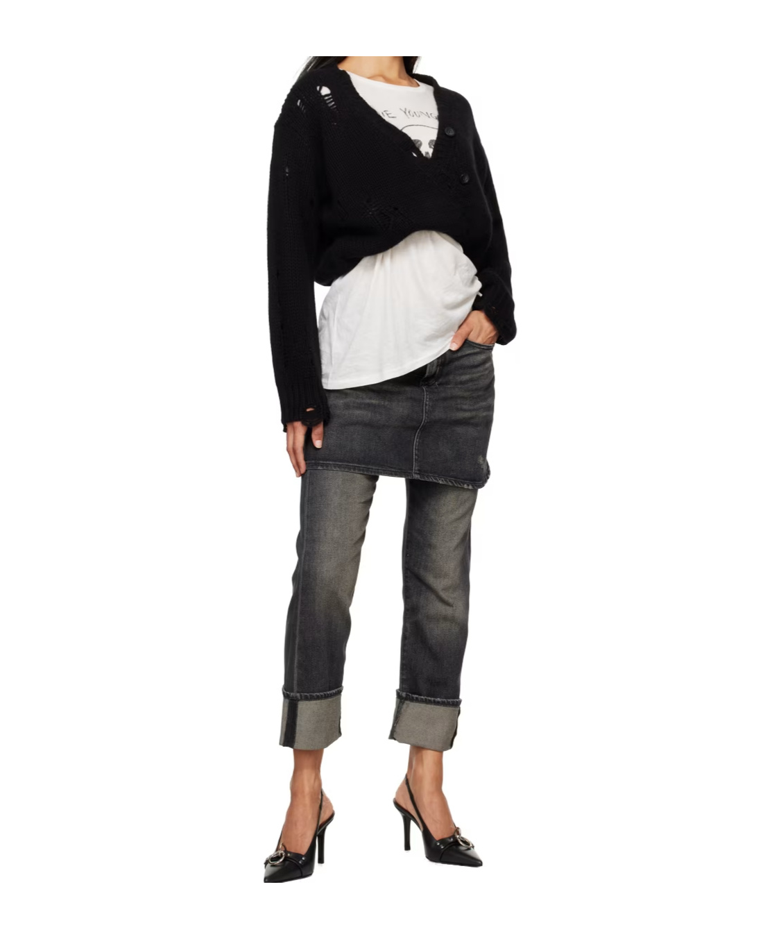 R13 Crossover Knitted Cardigan In Black