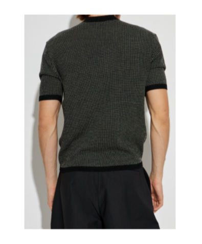 Emporio Armani Virgin-wool Jumper With Two-tone Jacquard Micro Motif In Gray