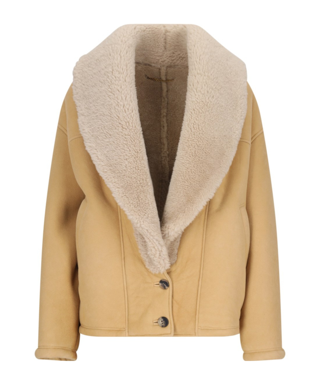 Golden Goose Women's Sheepskin Jacket With A Wide Shearling Shawl Collar In Nude
