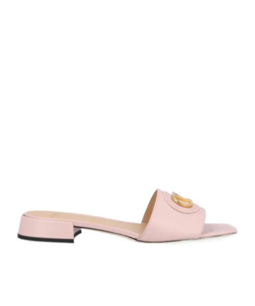 Valentino Square Toed Slippers In Pink