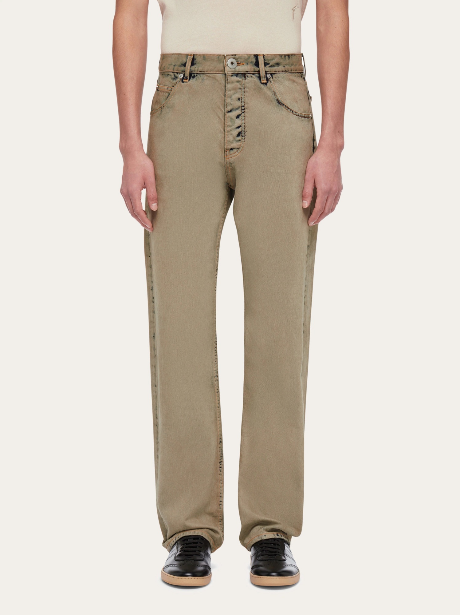 Ferragamo Logo-patch Cotton Trousers In Brown