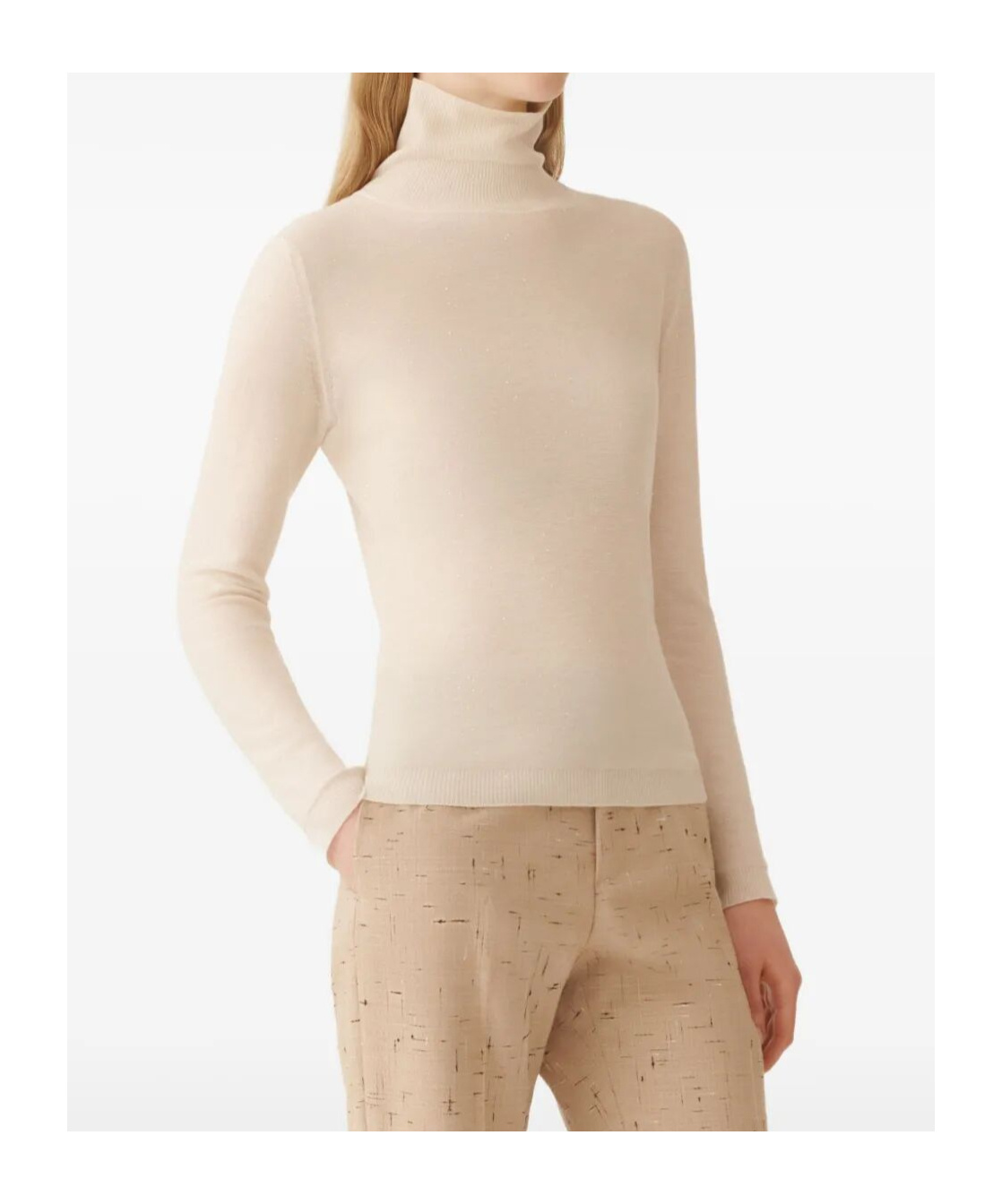 Fabiana Filippi Sequin Embellishment Wool Turtleneck Sweater In Pink