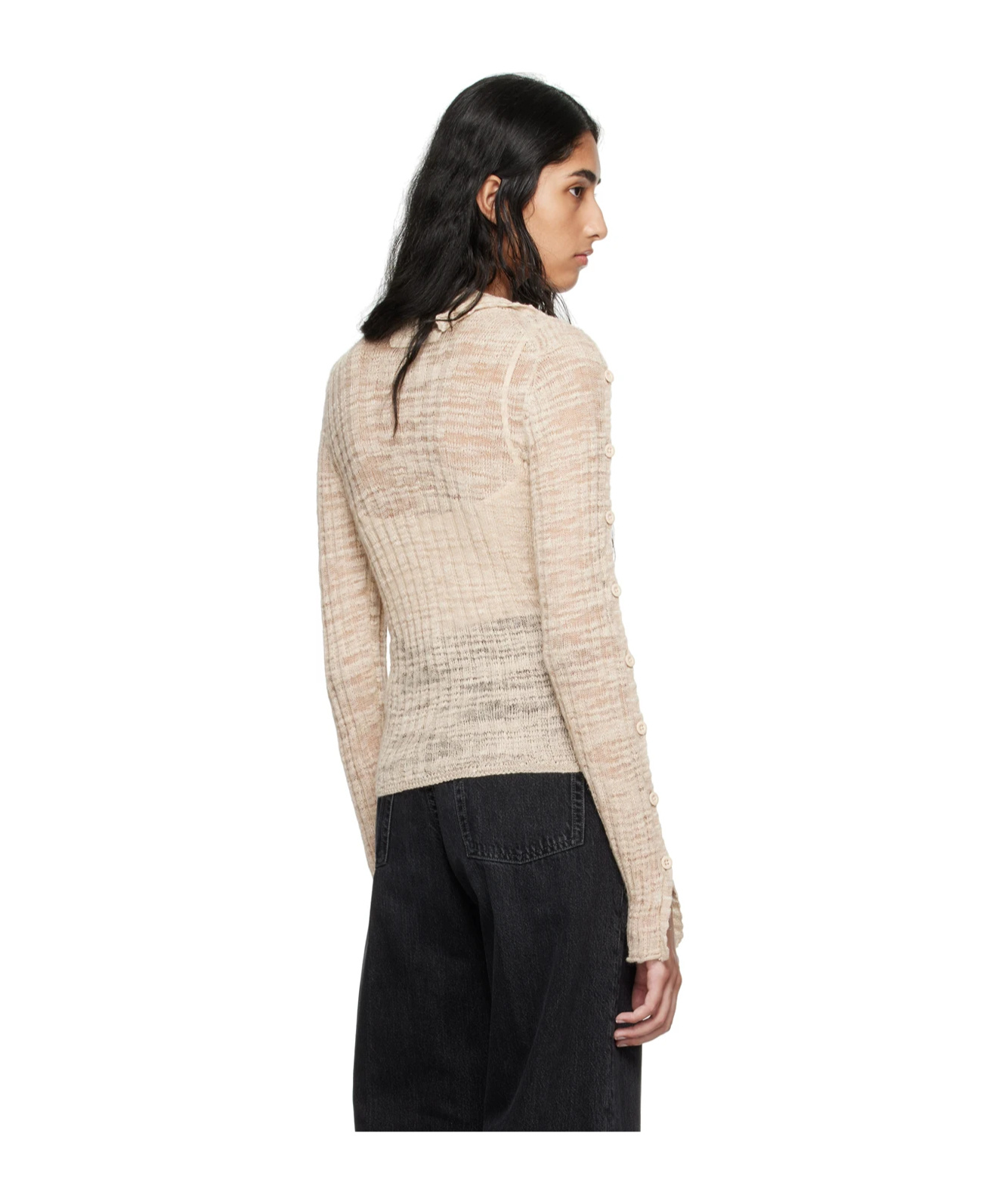 Acne Studios Button Shoulder Sweater In Nude