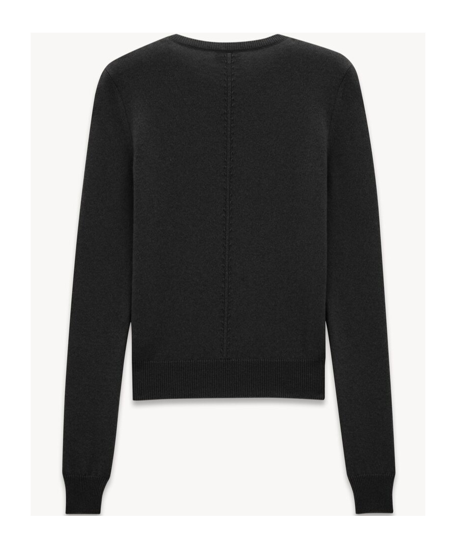 Saint Laurent Long-sleeved Cashmere Sweater In Black