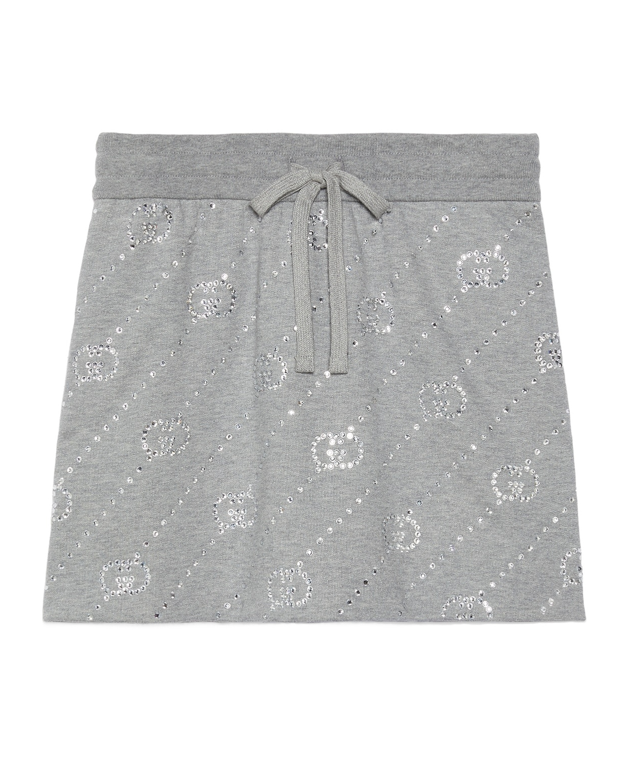 Gucci Crystal-embellished Interlocking G-logo Miniskirt In Gray