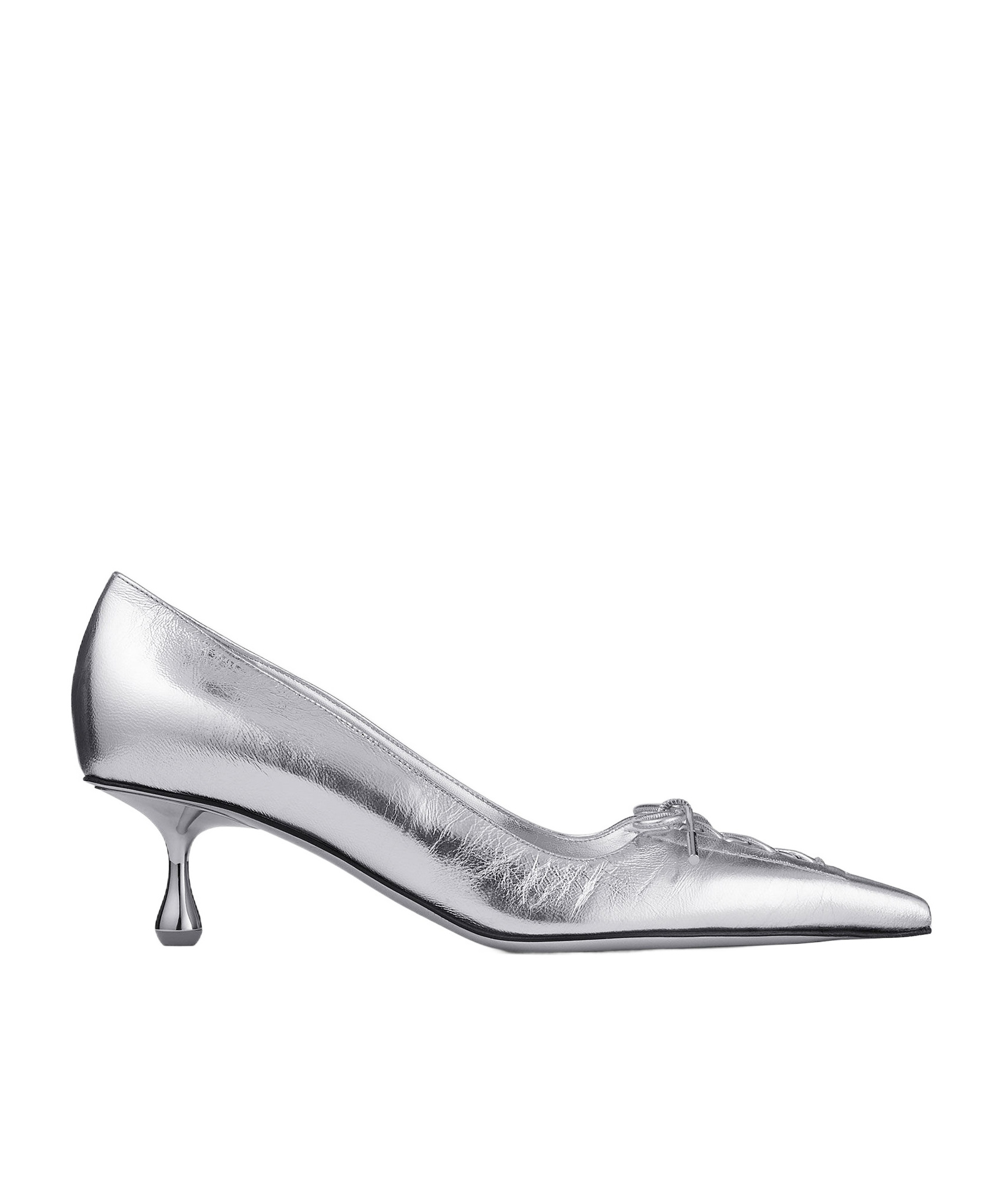 Jimmy Choo Scarlett 50 Lace-up Crinkled Metallic Leather Point-toe Pumps In Gray