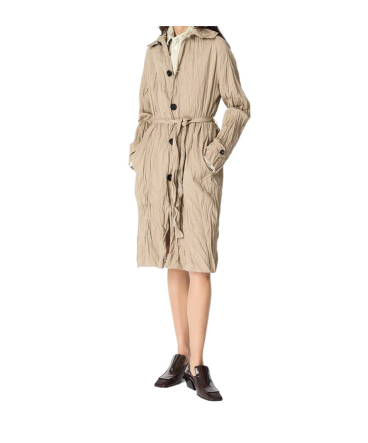 Bottega Veneta Crushed Cotton Coat In Nude