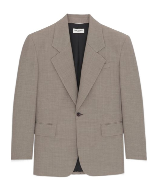 Saint Laurent Oversized Wool Blazer In Nude