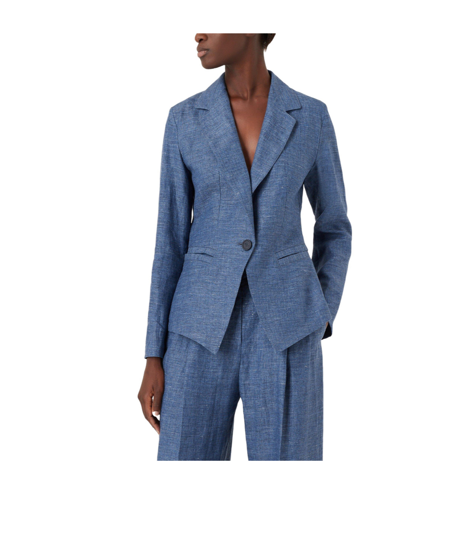 Emporio Armani Linen Blazer In Multi