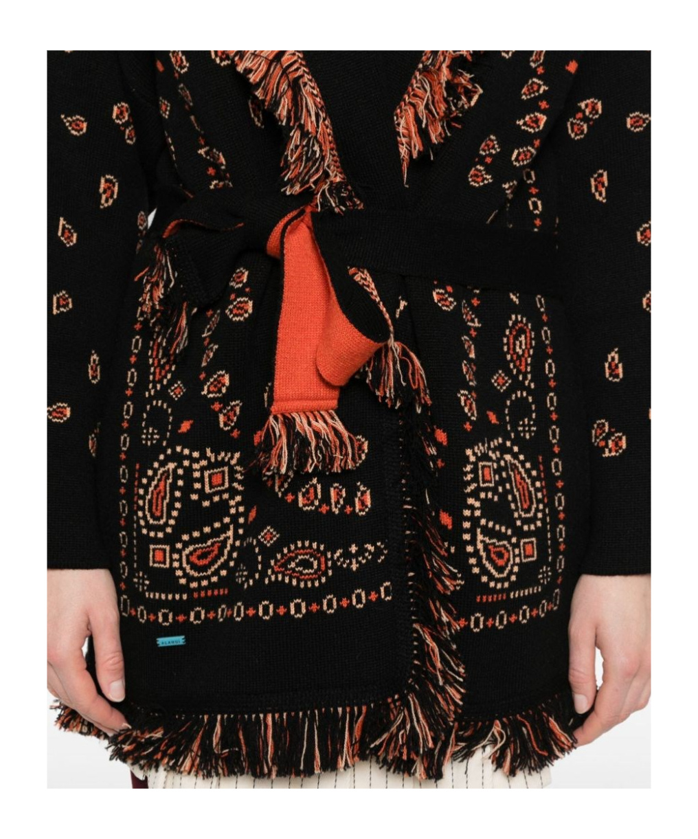 Alanui Intricately Patterned Black Cashmere Sweater In Black
