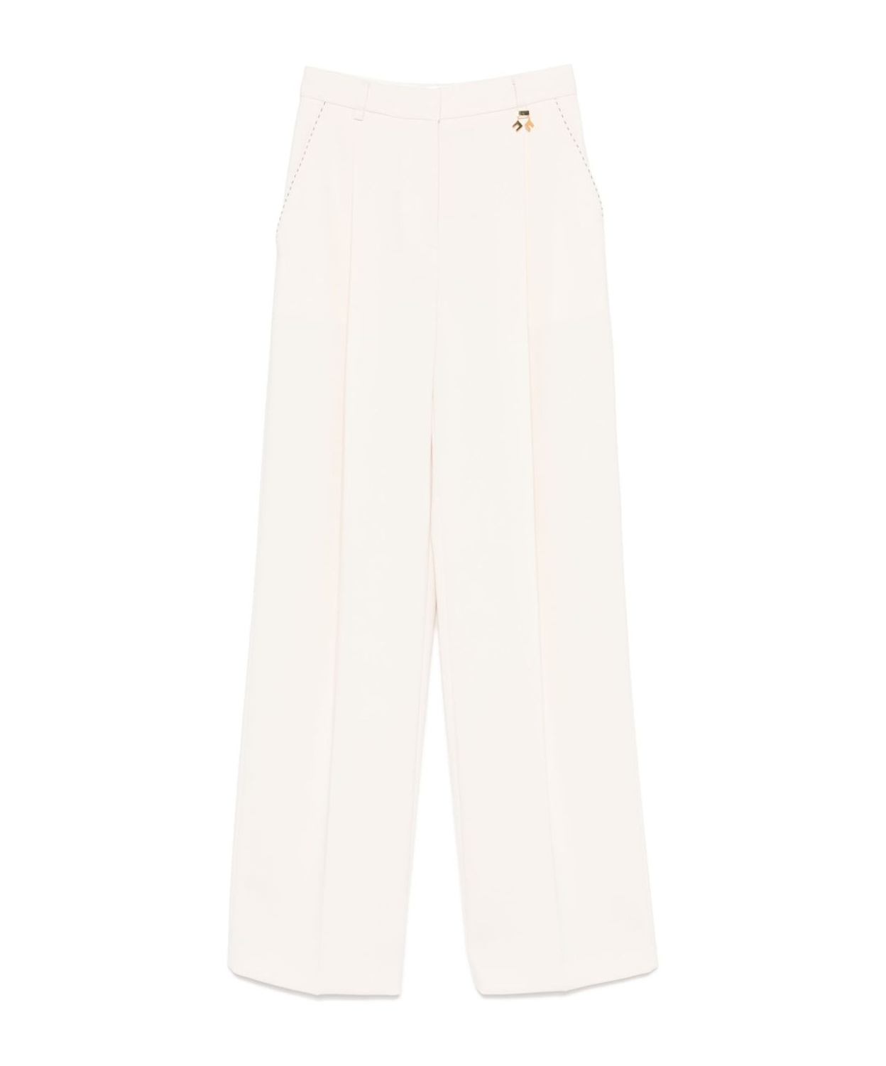 Elisabetta Franchi Contrasting-topstitching Crepe Trousers In White