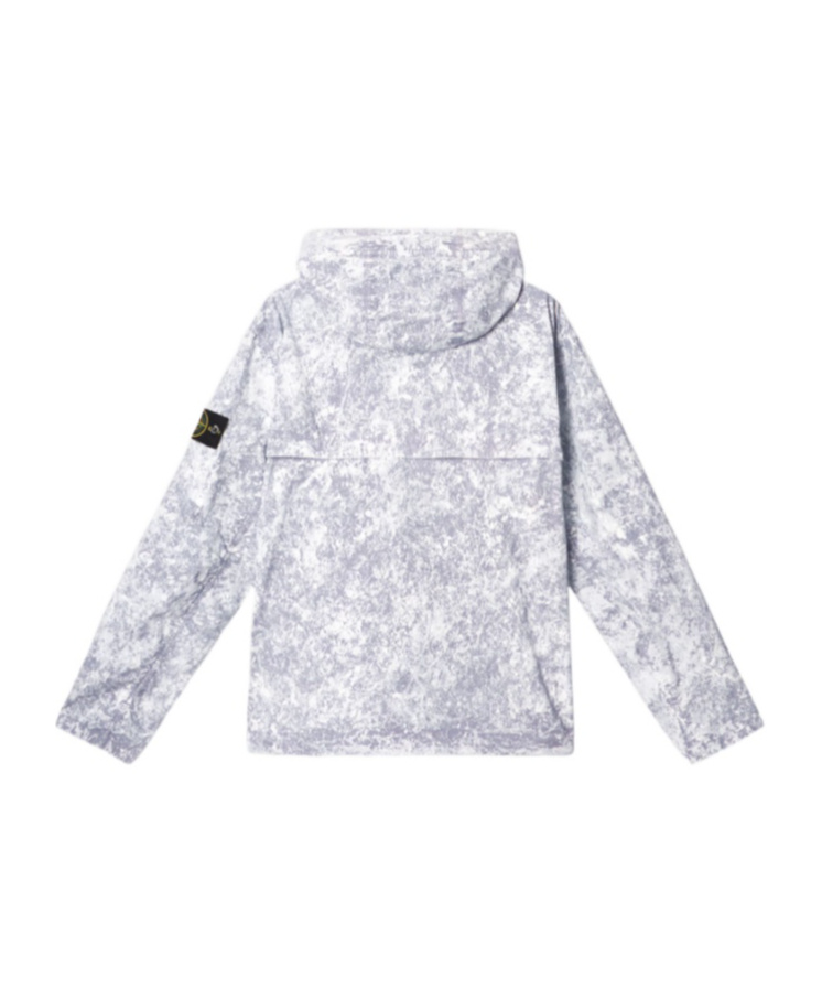 Stone Island Hooded Jacket With All-over Motif And Anti-dгор In Pearl Grey
