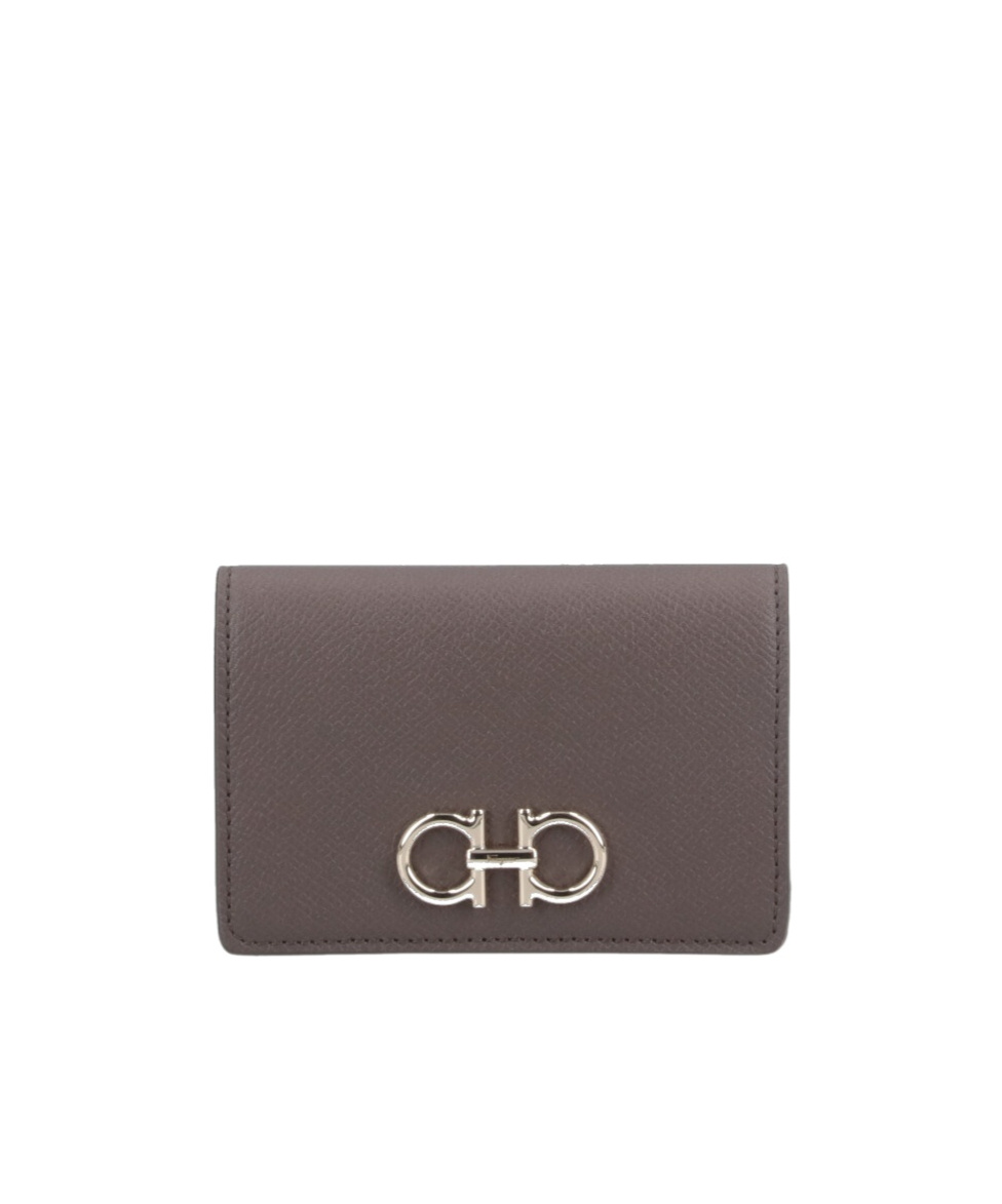 Ferragamo Gancini Logo-plaque Leather Wallet In Brown