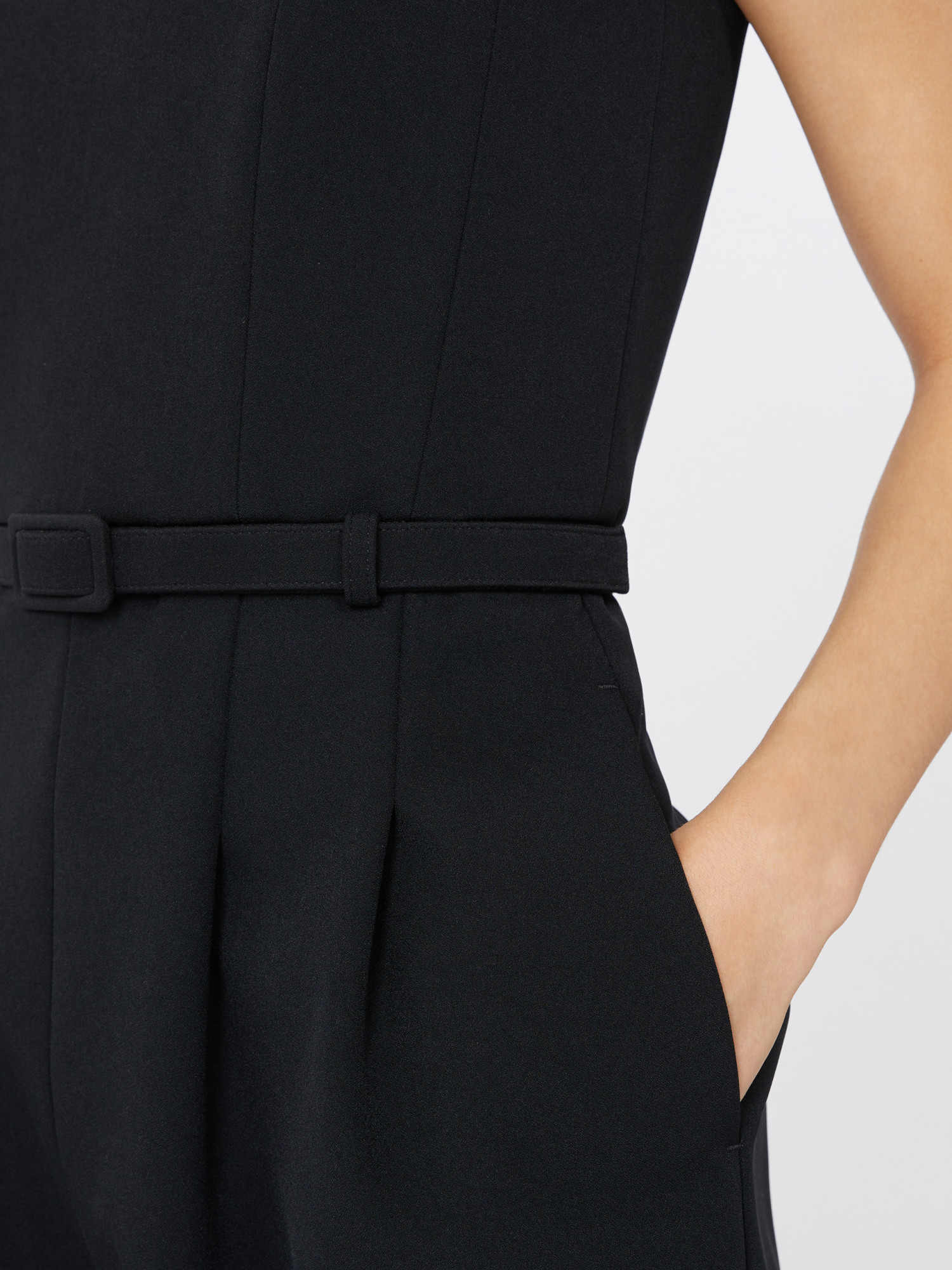 Max Mara Bonded Sable Jumpsuit In Black
