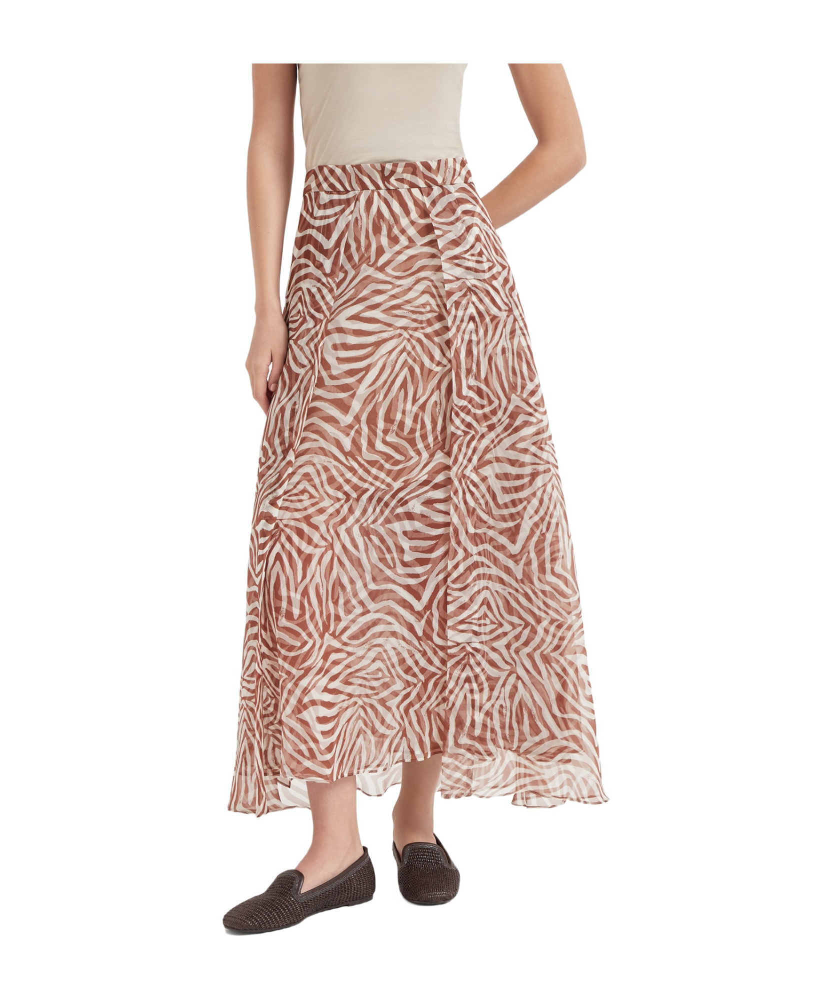 Brunello Cucinelli Paneled Circle Skirts Multicolor In Nude