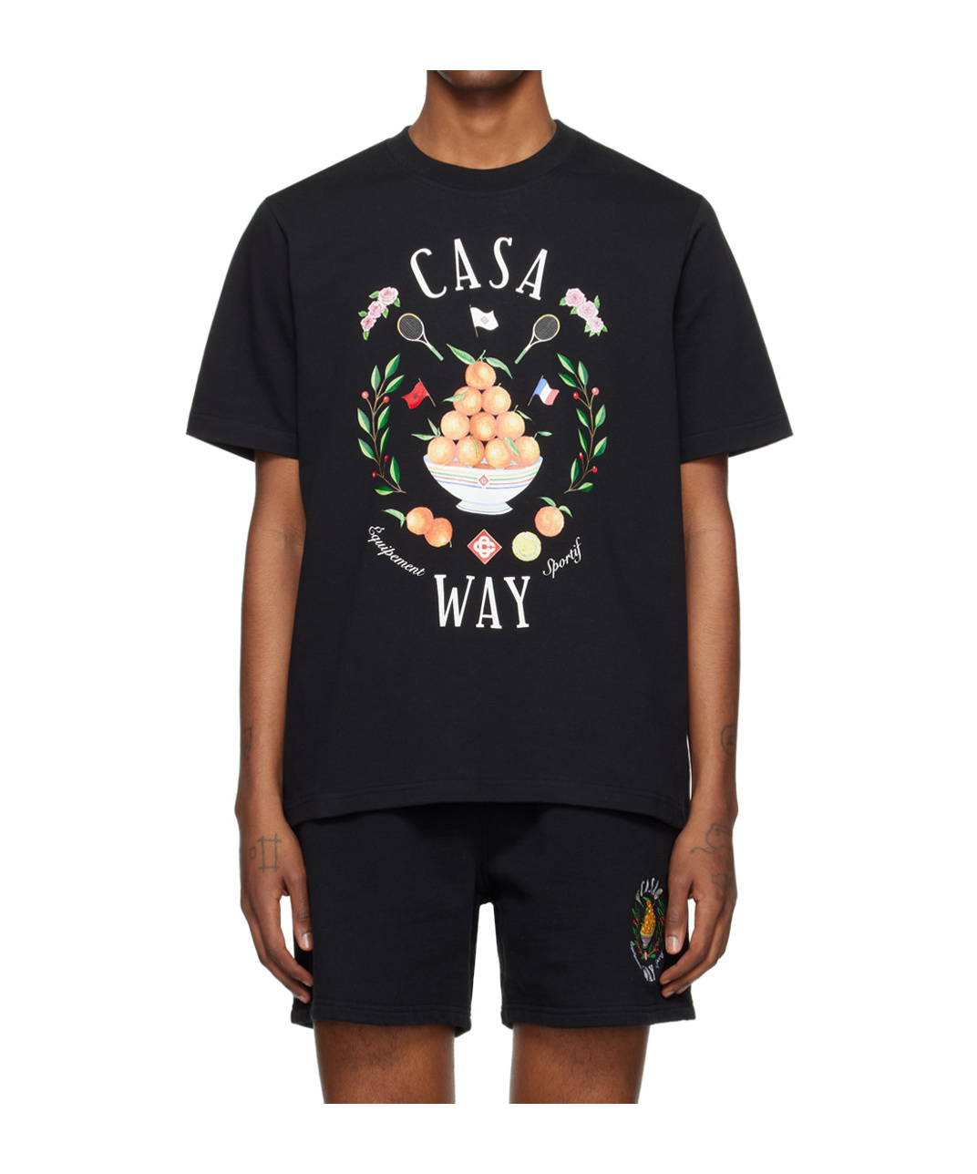 Casablanca Round Collar Printed T-shirt In Black